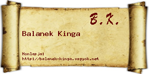 Balanek Kinga névjegykártya